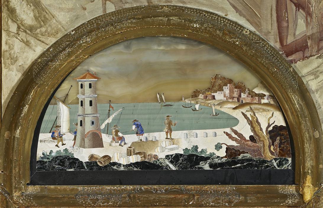 Schloss Favorite Rastatt, Pietra-Dura-Tafel im Florentiner Kabinett