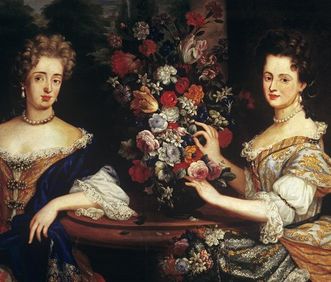 Porträt der Markgräfin Sibylla Augusta von Baden-Baden und ihrer Schwester Anna Maria Franziska