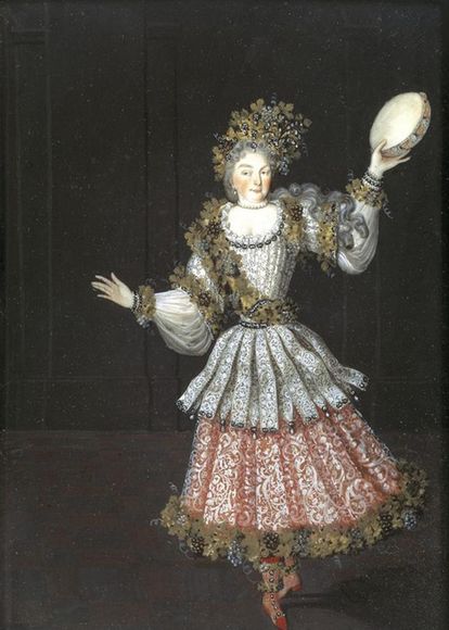 Sibylla Augusta kostümiert als Bacchantin, Gemälde in Schloss Favorite