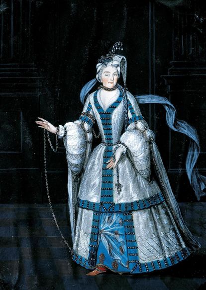 Sibylla Augusta kostümiert als Sklavin, Gemälde in Schloss Favorite