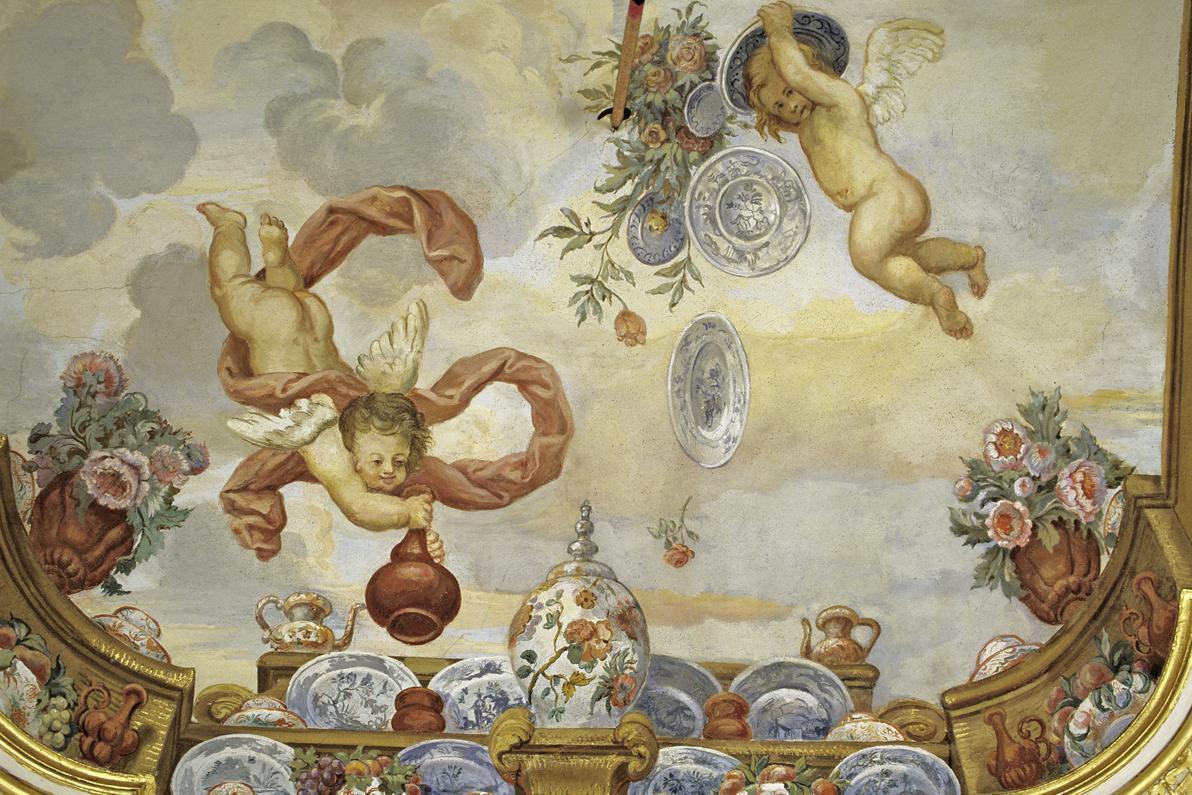 Detail of the ceiling painting in the Flower Room, Rastatt Favorite Palace