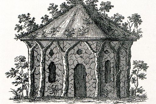 The hermitage architectural style in a drawing by Christian Hirschfeld, 1779