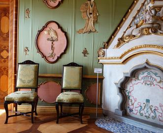 Grünes Schlafzimmer in Schloss Favorite Rastatt