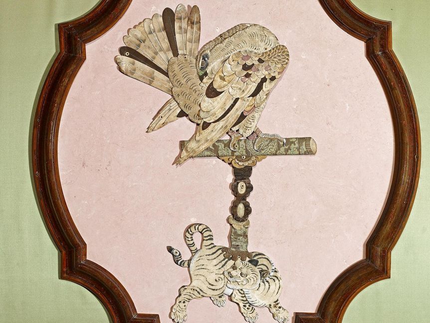 Schloss Favorite Rastatt, grünes Schlafzimmer, Wanddetail