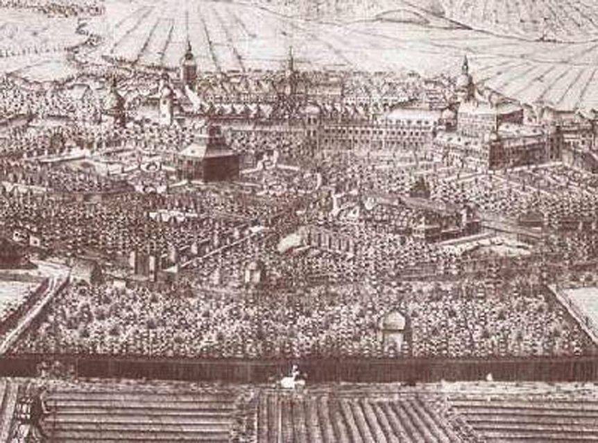Engraving of Schlackenwerth Palace with the garden house, by Johann Michael Sockh, 1716