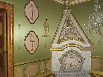 Schloss Favorite Rastatt, grünes Schlafzimmer