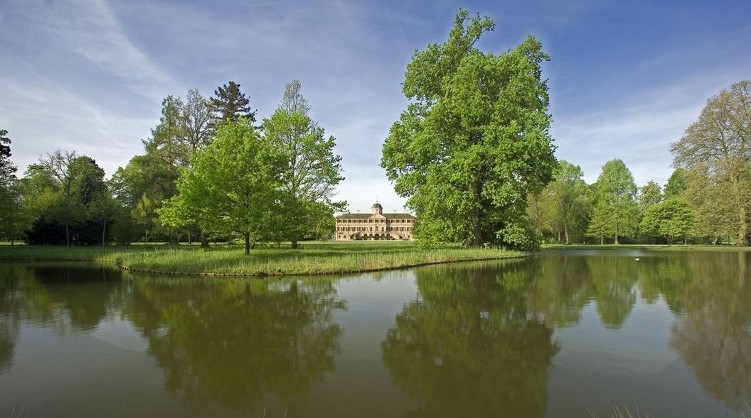 Ansicht der Schlossgartens von Schloss Favorite Rastatt