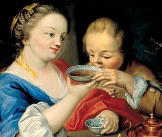 Detail from the painting "The Tea Drinkers," Rastatt Favorite Palace