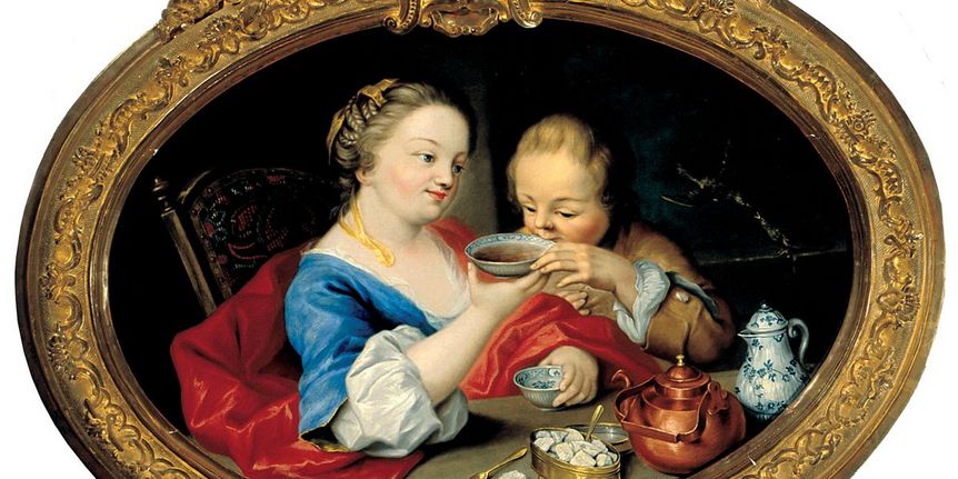 Das Gemälde „Die Teetrinker“ in Schloss Favorite Rastatt