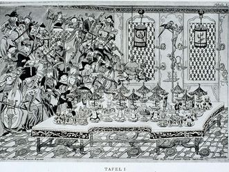 Ettlinger Schloss, chinesisches Fest, Kupferstich aus dem 18. Jahrhundert